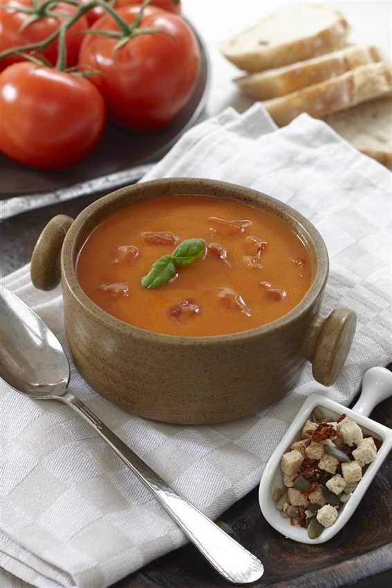 Cremige Tomatensuppe mit Croutons - Der Holländer Pflanzencenter