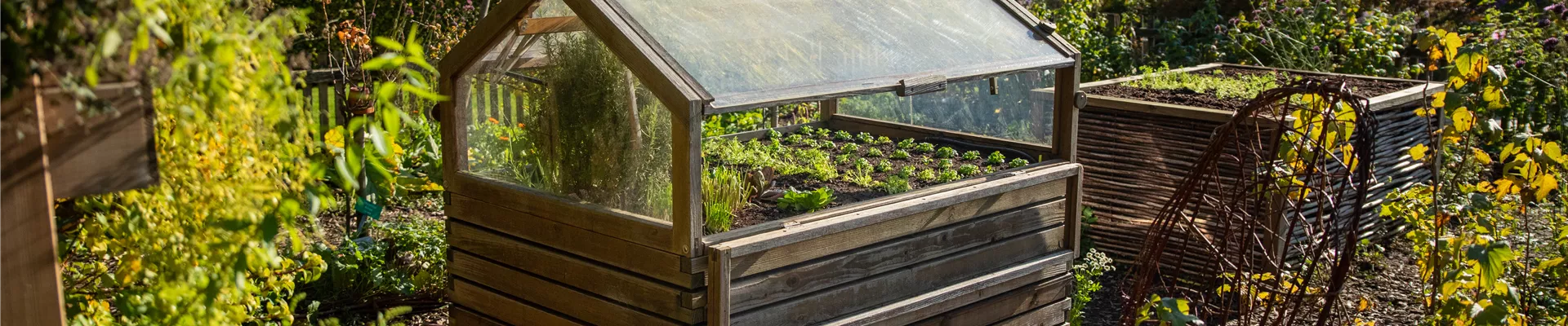 Gemüsegarten mit Hochbeet